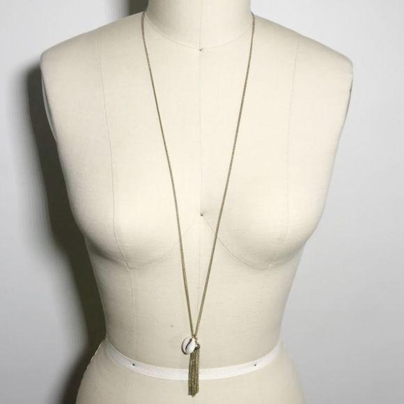 Long Puka Shell and Chain Tassel Lariat Necklace - Picture 8 of 9